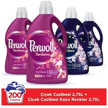 Perwoll Çiçek Cazibesi Koyu Renkliler için + Çiçek Cazibesi Tüm Renkler için Sıvı Çamaşır Deterjanı 4 x 2750 L