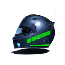 Şerit Tasarımlı Orman Yeşili Motosiklet Kask Sticker Çınar Extreme