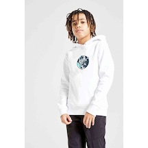 Tshirthane Astronaut Guitar Baskılı Unisex Çocuk Kapüşonlu Beyaz Sweatshirt