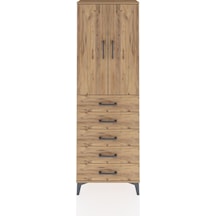 Arges Dolap 3 Raflı 5 Çekmeceli 2 Kapaklı 60x30x182 Çam-çam Çam