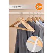 3 Adet Ahşap Askı Pantolon Elbise Ve Kıyafet Askısı