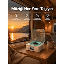 Ers Retro Tasarımlı Gece Lambalı Bluetooth Hoparlör Saat Ve Pil Göstergeli