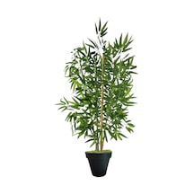 120 Cm 4 Gövdeli Yapay Bambu Agacı Siyah Plastik Saksı Yeşil