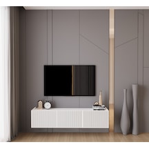 Capella Beyaz Country Mdf 3 Kapak Duvara Monte 140 Cm Tv Ünitesi