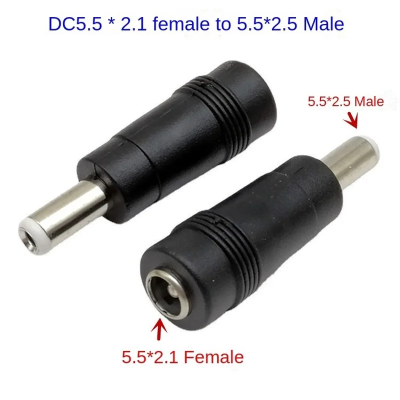 5 Adet Dc Power Jack Adaptör Çevirici 5.5x2.1 Mm Dişi - 5.5x2.5 Mm Erkek Dönüştürücü C Tipi