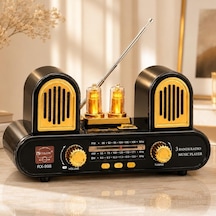 Yeni Nesil Radyo Usb Sd Fm Aux Bluetooth Müzik Kutusu Retro El Tutamaçlı Şarj Edilebilir M113 Koyu Kahve Rx-998 - Siyah