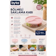 750 Ml Yuvarlak Bölmeli Saklama Kabı Kilitli Kapaklı Sızdırmaz Bpa Free Beslenme Ve Gıda Saklama Kabı Karışık Renk Gönderim Pembe