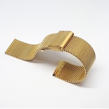 18Mm Sarı Gold Renk Hasır Kalın Örgü Metal Saat Kordonu