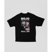 Gojo Satoru Jujutsu Kaisen Baskılı Unisex Oversize Anime Dizi Kar SIYAH