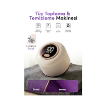 Auhma M116 Şarjlı Tüy Toplama Makinesi 6 Bıçaklı, Dijital Ekranlı, Type-c Şarjlı Kumaş Tüy Temizle Krem