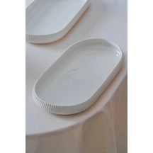 Acar Linea Porselen Beyaz Oval Tabak 32x15x3 Cm