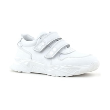 Rakerplus Hakiki Deri Beyaz Metal Detaylı Kız Çocuk Sneakers Ayakkabı Beyaz