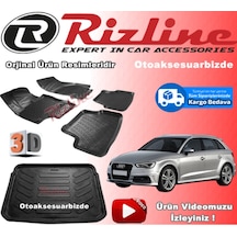 Audi A3 3D Paspas + Bagaj Havuzu Set Siyah Hb 2013-2019 Rizline