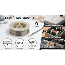 Er 25/5 Rezistans Teli 0.50 Mm 10 Metre - Krom Alüminyum Direnç Teli 7.1301 Ω/m - 1000 C Isıya Dayanıklı Kalın Isıtıcı Tel - Strafor Kesme, Fırın, Coil Ve Paketleme Makinesi Uyumlu