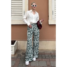 Madmext Yeşil Desenli Beli Lastikli Bol Paça Pantolon Mg2051-yeşil Yeşil