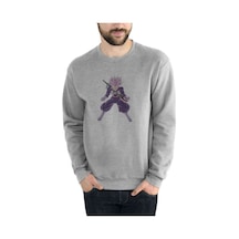 Anime Dragon Ball Baskılı Gri Erkek Örme Sweatshirt (534643998)
