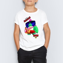 Isme Özel Brawl Stars Buzz Baskılı Çocuk Tişört T-Shirt Mr-01 Beyaz