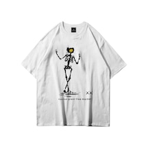 Tarzsokak Unisex Iskelet Cactus Beyaz Tshirt Beyaz