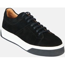 Avva Erkek Siyah %100 Deri Bağcıklı Esnek Taban Sneaker Ayakkabı A32Y8007