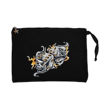 Two Gray Dices Cartoon Siyah Clutch Astarlı Cüzdan / El Çantası Siyah