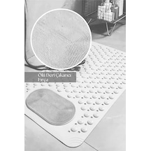 Mainshop Masaj Noktalı Paspas Banyo Duş Küvet Için Vantuzlu Su Drenajlı 69,5 X 36 Cm M-162 Beyaz
