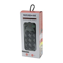 Wınnboss-3422 8'li Priz Uzatma Kablosu Usb Type-c Girişli, 2 Metre, Chrmk12268, Siyah, Erkek