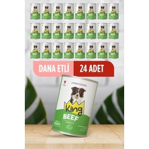 King Sos İçerisinde Et Parçacıklı Dana Etli Köpek Konservesi 400 Gr 24 Adet