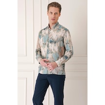 Efor Comfort Fit Düğmeli Yaka Batik Desenli Pamuk Mint Gömlek G 1566 Mint Efor Comfort Fit Düğmeli Yaka Batik Desenli Pamuk Mint Gömlek G 1566 Mint