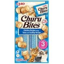 Ciao Churu Bites Tavuk Sargılı Deniz Taraklı ve Ton Balıklı Kedi Ödül Maması 3 x 10 G