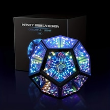 Techbloom Cool Infinity Dodecahedron Renkli Işık 7 Renk Ve 365 Işık Modu Oyun Odası Dekoru Yatak Lambası Oyuncular Ve Arkadaşlar İçin Hediye Sonsuz Küp Işık Ahşap