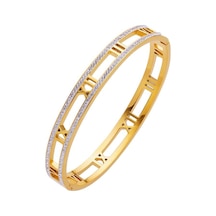Chavin Gold Çelik Taşlı Bayan Kelepçe Bileklik Eu15sr