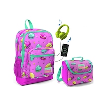 Coral High Makaron Baskılı Okul Çantası ve Beslenme Çantası Seti