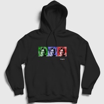 Presmono Unisex Portraits Beatles John Lennon Kapüşonlu Sweatshirt Siyah
