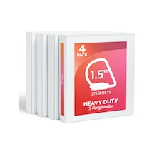 Kardinal 3,8 Cm D-ring View Bağlayıcı Madde, Paket Başına 4, Her Biri 1 X Siyah, Mavi, Yeşil Ve Kırmızı 29300 Beyaz