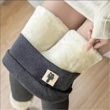 Novahub Askeri Gri Kadın Sonbahar Kış Kalın Peluş Yastıklı Yavru Kuzu Kadife Tayt Ev Pantolon Elastik Yüksek Belli Taban İç Sıcak Şık Gri Siyah S-5xl Gri - 5xl Gri