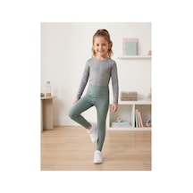 Deniva Kids Kız Çocuk Su Yeşili Yüksek Bel Oysho Kumaş Esnek Spor Ve Günlük Tayt Mint Yeşil