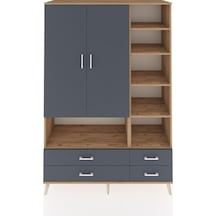 Hyperion Dolap 10 Raflı 4 Çekmeceli 2 Kapaklı 132x44x195 Çam-antrasit/antrasit Antrasıt/antrasıt