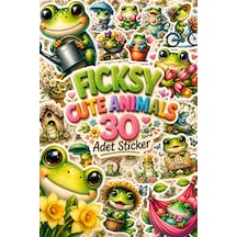 Sevimli Kurbağa Sticker Seti - 30 Adet Etiket Çıkartma Diğer