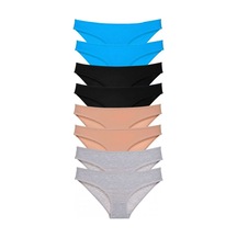 Royaleks 8 Adet Süper Eko Set Likralı Kadın Slip Külot Siyah Ten Gri Mavi (553827971)-S Gri - Siyah