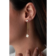 925 Ayar Gümüş Gold Kaplama 5 Mm Tektaş Sallantılı Zincir Dört Yapraklı Yonca Küpe Gold 925 Ayar Gümüş Gold Kaplama 5 Mm Tektaş Sallantılı Zincir Dört Yapraklı Yonca Küpe Gold