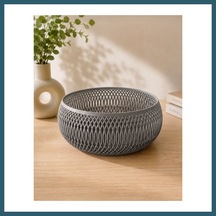 Bezos 3d Baskı Dekoratif Meyve Sepeti - Modern File Desenli Masaüstü Sunum Kasesi-gri Ob