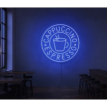 Cappuccıno Espresso Yazılı Ve Şekilli Neon Tabela Mavi