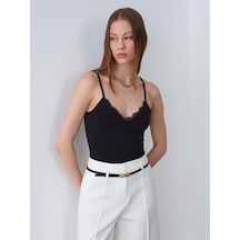 Dilvin 21191 Dantelli Top-siyah