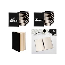 Bear Bunny Sevgili Çift Kanvas Defter Siyah