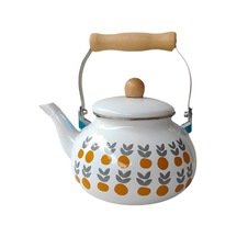 Emaye Çaydanlık Porselen Emayel Tikek 2.5l Sağlam Isıya Dayanıklı Vintage Çiçek Emaye Tenceresi Mutfak Dekoru Evi Altın - Çelik