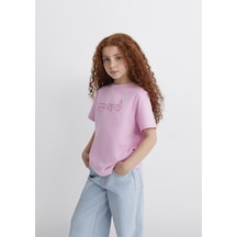 Mavi - Mavi Logo Kedi Baskılı Pembe Tişört 7610338-70973 Pembe