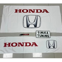 Beyaz Honda Torpido Ve Sırt Havlusu Seti 2 Adet Torpido 35x135 , Sırt 70 X 135 Anahtarlık Hediye