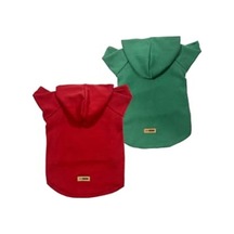 Kırmızı Ve Yeşil, Kapüşonlu Polar Sweatshirt, Köpek Ve Kedi Elbisesi, 2'li Set, S Beden