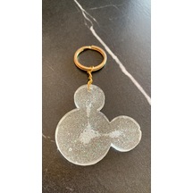 Şeffaf Renk Ve Simli Mickey Mouse Anahtarlık Gold Aksesuarlı El Y