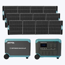 Antfea F3600 Ultra Taşınabilir Güç Kaynağı + Bf3600 Backup Yedek Batarya + 3 Adet 400w Taşınabilir Güneş Paneli 3.6 Kw / 7.6 Kwh / 1.2 Kw